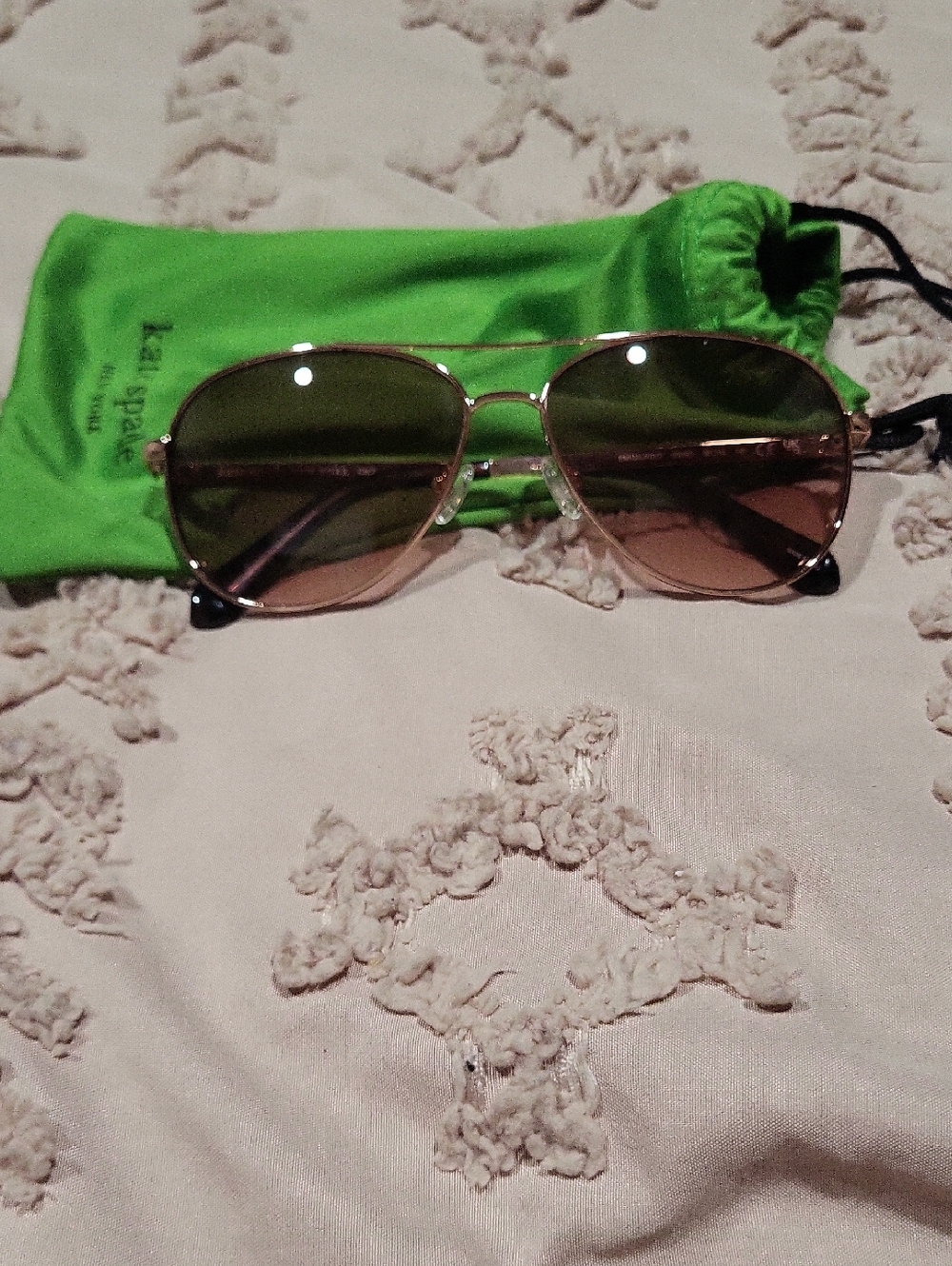 kate spade Rose Gold-Frame Aviator Sunglasses